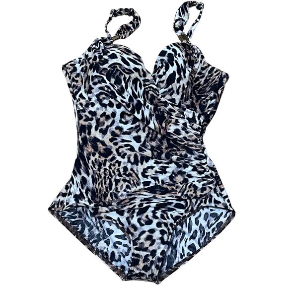 Miraclesuit Women's 12 Fur Realz Siren‎ Leopard Animal Print One Piece Swimsuit - Picture 1 of 6